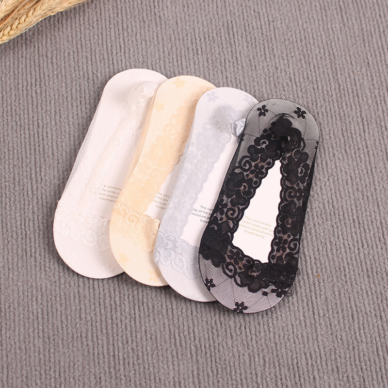 Kangli lace Women's Boat socks spring and summer silicone non-slip cotton bottom breathable invisible socks ultra-low shallow socks 6301