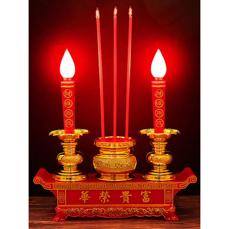 清明节祭祀用品电子蜡烛灯香炉灯祭拜祭奠祖先上坟扫墓无烟长明灯