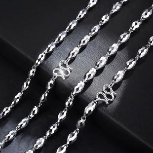 Pt950 Platinum Necklace Men's Platinum Olive Beads Laser Knight Necklace Women's Collarbone Jewelry Factory Order