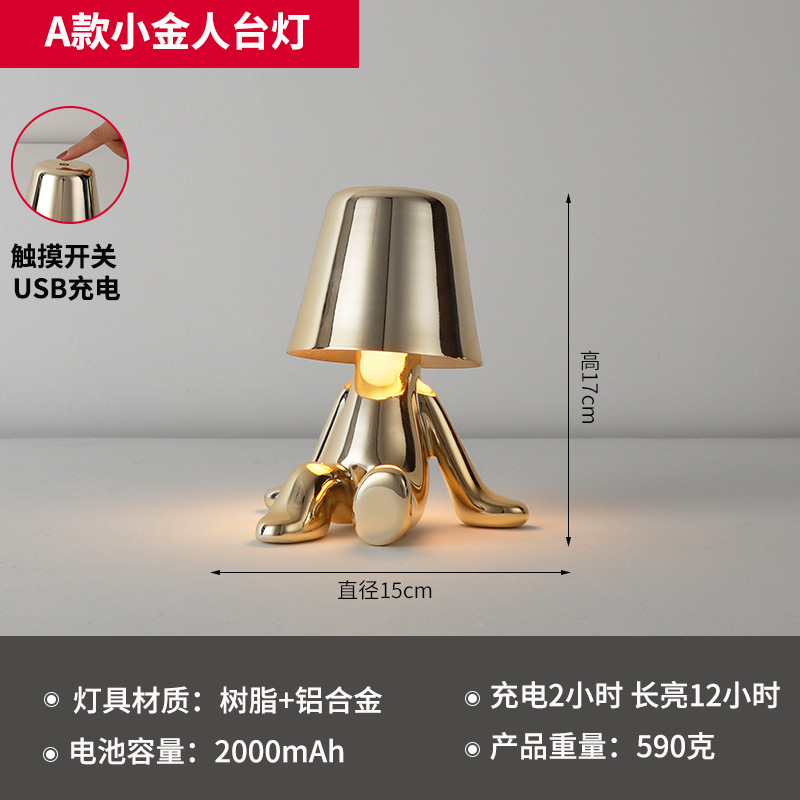 Fábrica transfronteriza Hermanos de oro lámpara de mesa decoración noche luz lámpara pensador