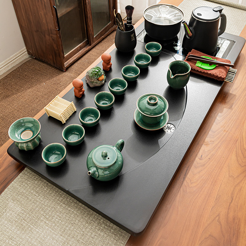 大茶盘整套功夫茶具套装家用客厅泡茶壶办公室茶台底部上水全自动