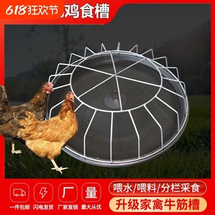 Extra Thick Household Chicken Feeding Trough, Chicken, Duck and Goose Automatic Feeder, Feeding Basin, Round High-Pressure Beef Tendon Stainless Steel