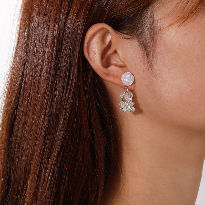 Pendientes Colgantes De Oso Colorido Rosa Blanca De Moda display picture 2