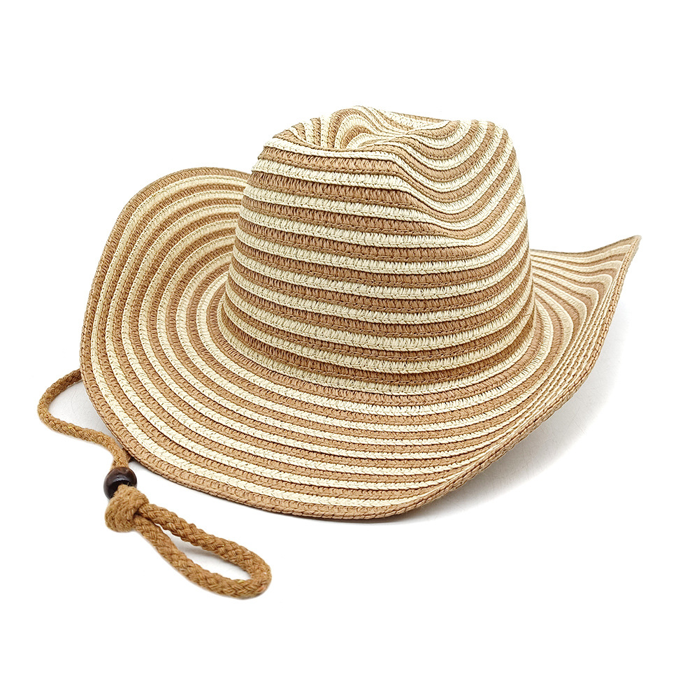700g Weight Straw Hat Hats Type Daily Occasion Straw Material Stripe Pattern Summer Season Unisex Gender Vintage Style, Vacation Style Crimping Rim Unisex Vintage Style Vacation Stripe Crimping Straw Hat 10
