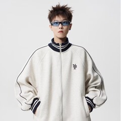 アメリカのレトロな野球服のコートは色のストライプの立襟の男女のゆったりしている学院の風のレジャーのスポーツのガードルのジャケットにぶつかります。