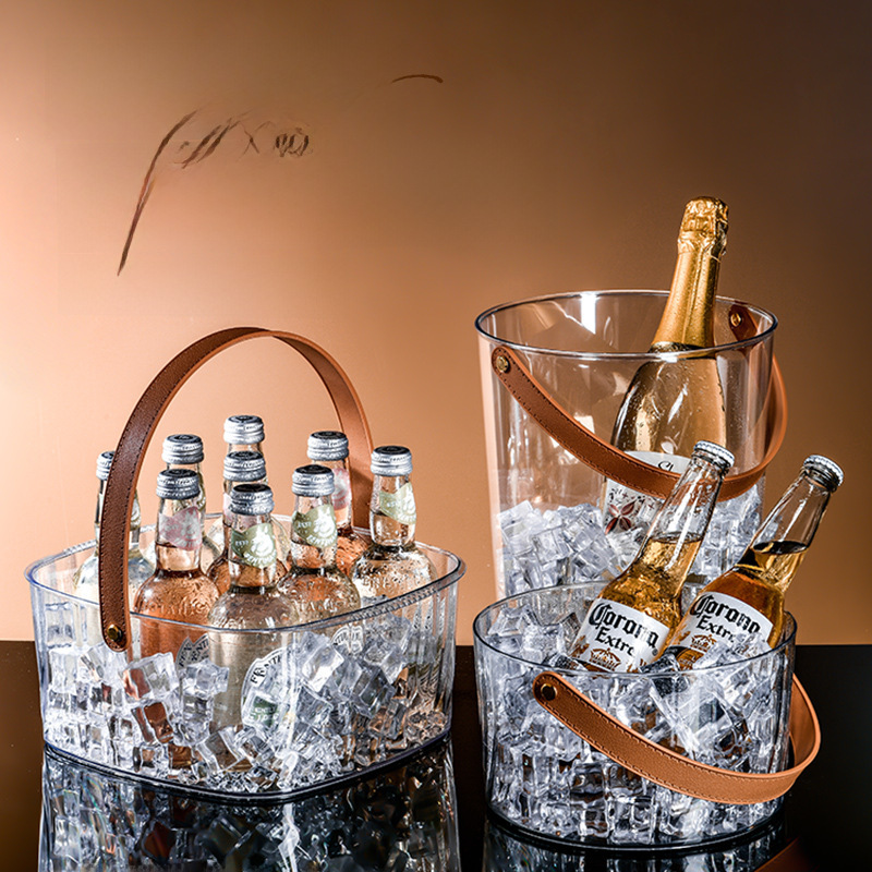 Ice Bucket for Ice Cubes, Bar KTV Commercial Transparent Fashionable High-Quality Home Beer Mug Storage Bucket