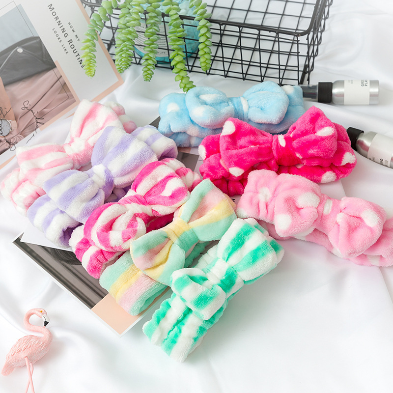 European and American Cross-Border Coral Velvet Headband Bow Plush Headband Headband Face Wash Cute Solid Color Headband Women's Accessories
