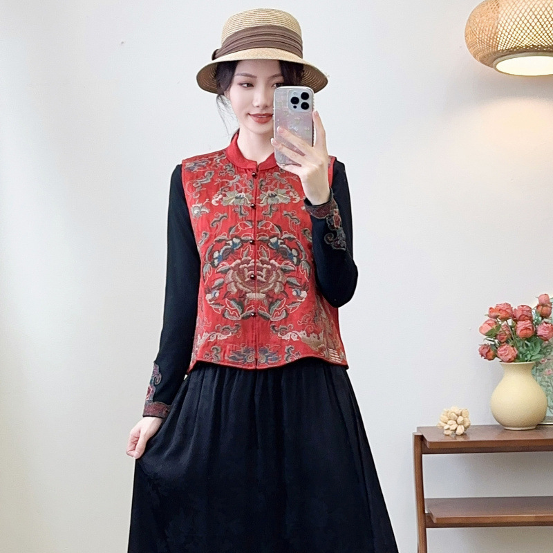 Autumn ethnic black vest sleevless