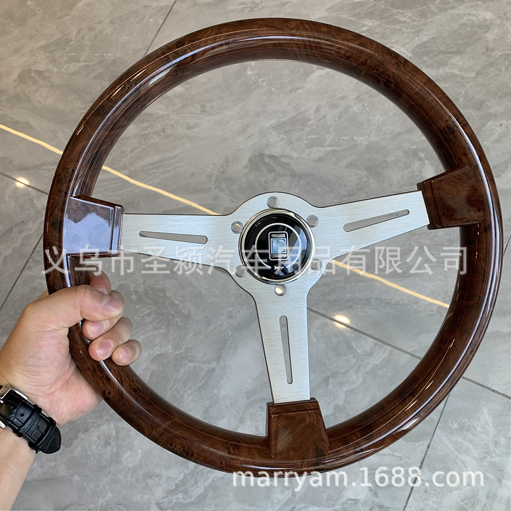 Car modification retro imitation walnut steering wheel 14 inch 350mm universal racing competition retro quick-release steering wheel