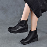 以一 Этнические кожаные короткие сапоги для матери для отдыха, мягкая подошва, этнический стиль, воловья кожа