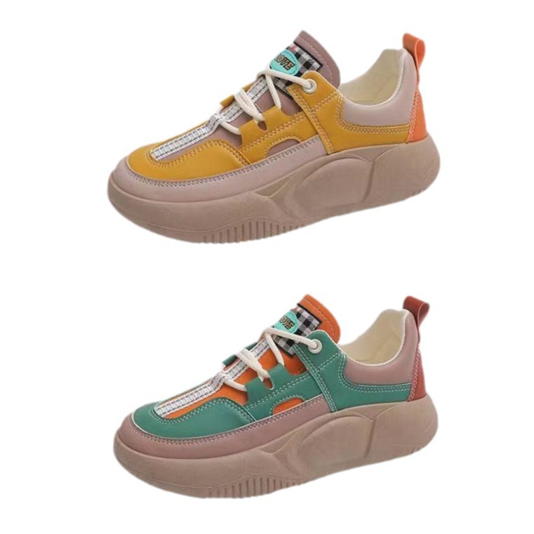 Damen Leder Casual Board Sneaker Mit Dicker Sohle Für Alltag_voghion.com