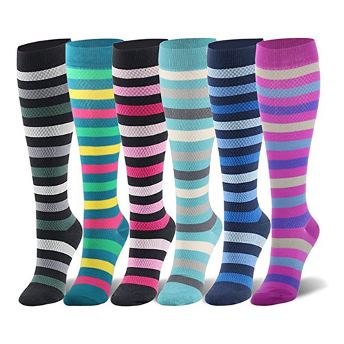 Compression socks sports compression socks outdoor cycling sports compression socks striped elastic socks medium tube
