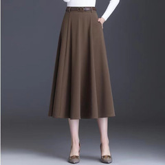 スカートの女性の中の長さの秋の冬の新型のハイウエストはやせている感じがします。