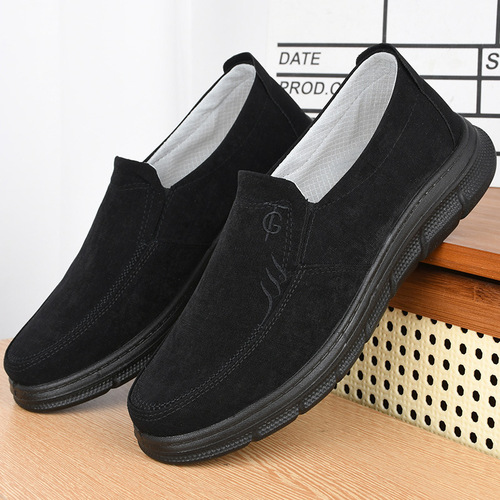 Spring Old Beijing Canvas Shoes for Men, Soft Soles, Breathable Casual, Comfortable Mid-Age and Above One-Piece Shoes for Dad