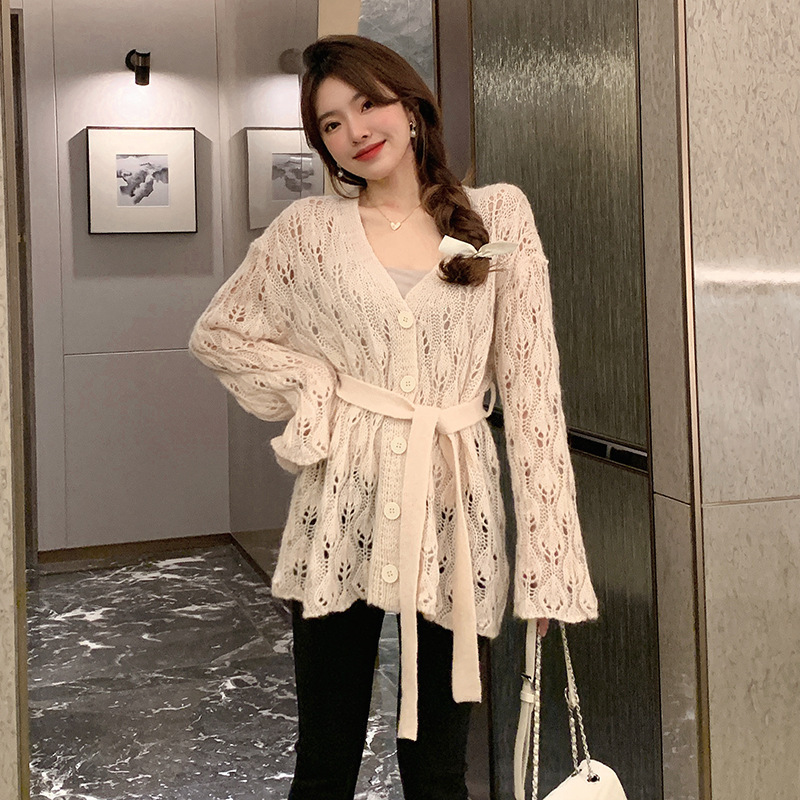Meow Girlfriend Lightweight Embossed Mohair Hollow Jacket Women's Light Luxury High-Quality Thin Knitted Cardigan Top Meow Girlfriend Lightweight Embossed Mohair Hollow Jacket Women's Light Luxury High-Quality Thin Knitted Cardigan Top