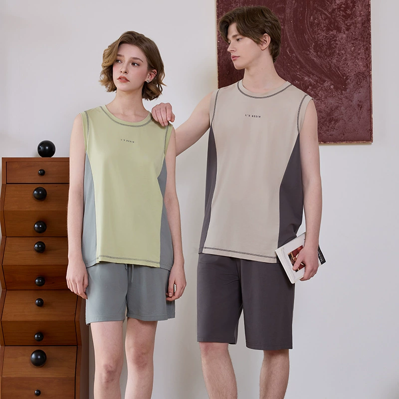 Летняя австрийская хлопковая модальная хлопковая одежда для пары на половину лица, модный носимый жилет, шорты, женская домашняя одежда