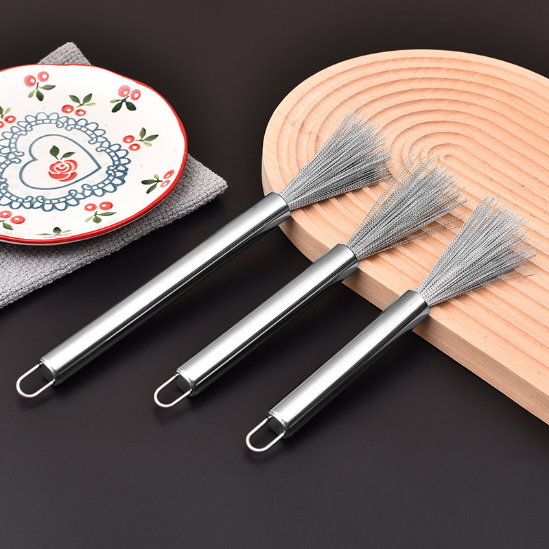Stainless Steel Pot Brush Wholesale Long Handle Cleaning Brush Kitchen Cleaning Kitchen Utensils Wire Brush Household Pot Washing Dish Brush