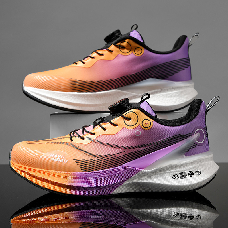 Zapatos para correr con tabla de carbono para estudiantes de primaria y secundaria, zapatos deportivos con hebilla giratoria de suela realmente explosiva, clases de educación física, zapatos ligeros para niños, primavera y verano