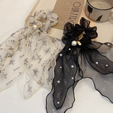 Резинка для волос из жемчуга, повязка на голову, сетка для волос, хвостик с бантиком, аксессуар для волос, французский стиль, популярно в интернете