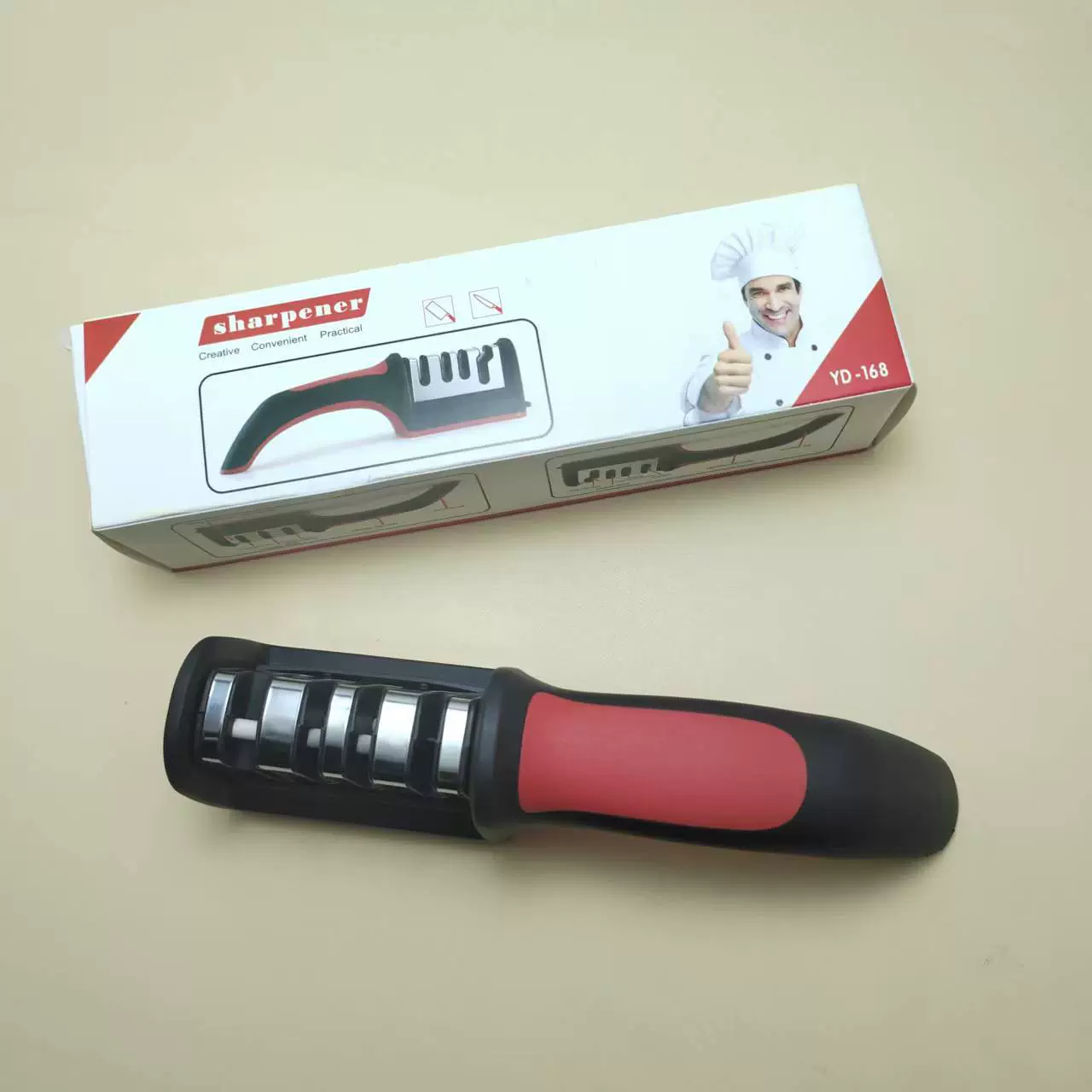 Multi-Stage Knife Sharpener, Tungsten Steel, 3–4 Stage Manual Sharpening, Ergonomic Handle