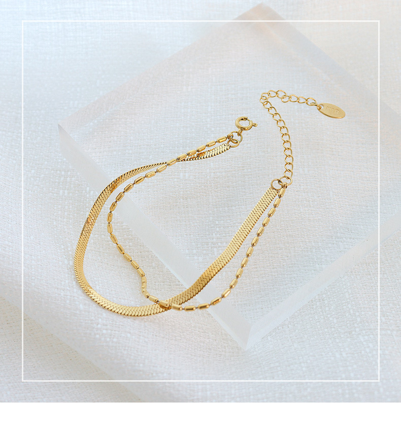 Marka European and American Retro Minority. Bead Exquisite Blade Chain Double Layer Bracelet Titaniu