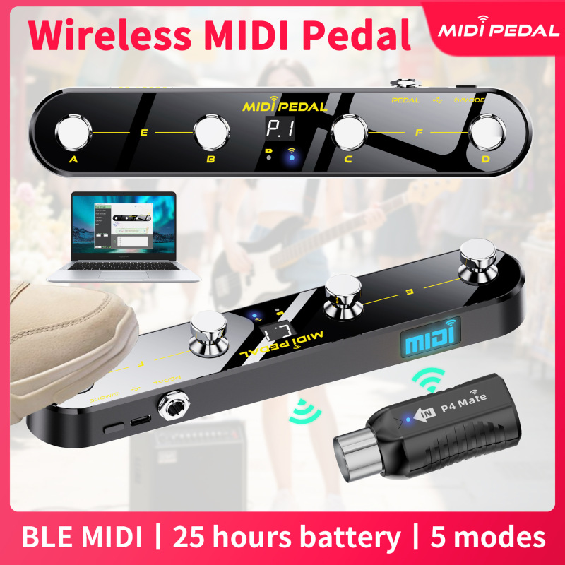 ワイヤレス MIDI コントローラー ペダルには、カスタム互換性と長いバッテリー寿命を備えた MIDI レシーバーが付属しています|undefined