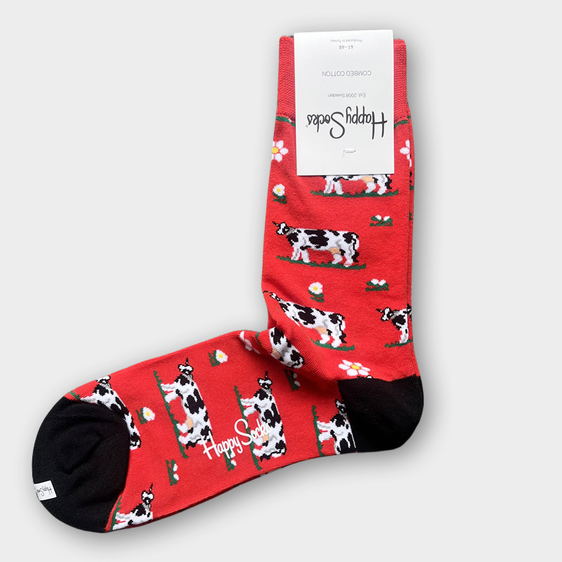 ハッピーソックス メンズソックス ミドル丈 コーマ綿 吸汗消臭 通気性 スウェーデン製 おしゃれ カラフル 薄手