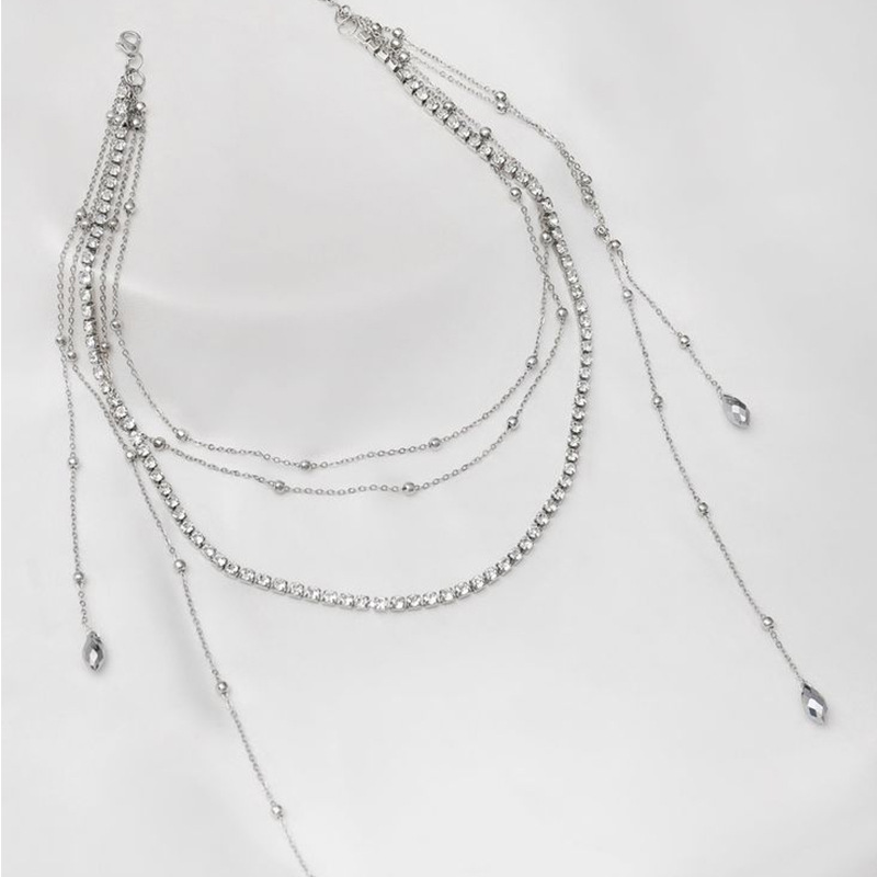 Europa y los Estados Unidos venden calientes multicapa cadena de peluquería temperamento novia diamante tocado accesorios de espectáculo de escenario mujer cadena de pelo