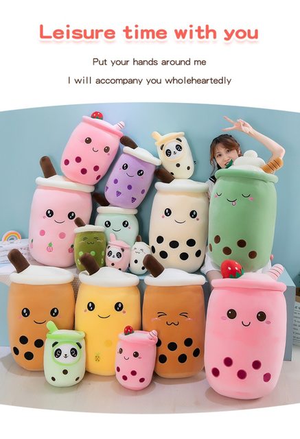 Real-life Bubble Tea Cup Plushes For Baby Cartoon Boba Plush Doll Giant  Stuffed Fruit Toy Milk Tea Pillow Strawberry Knuffels