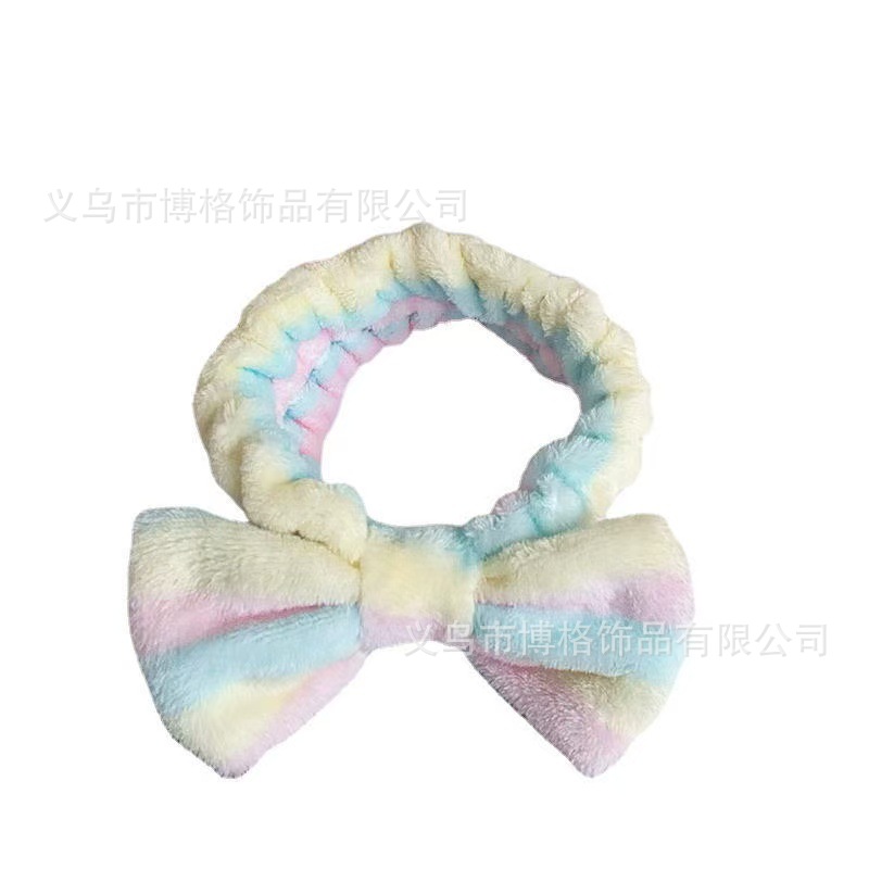 Diadema con lazo de lunares con estampado de leopardo europeo y americano, pañuelo facial SPA, diadema elástica transfronteriza, diadema de borde ancho a rayas