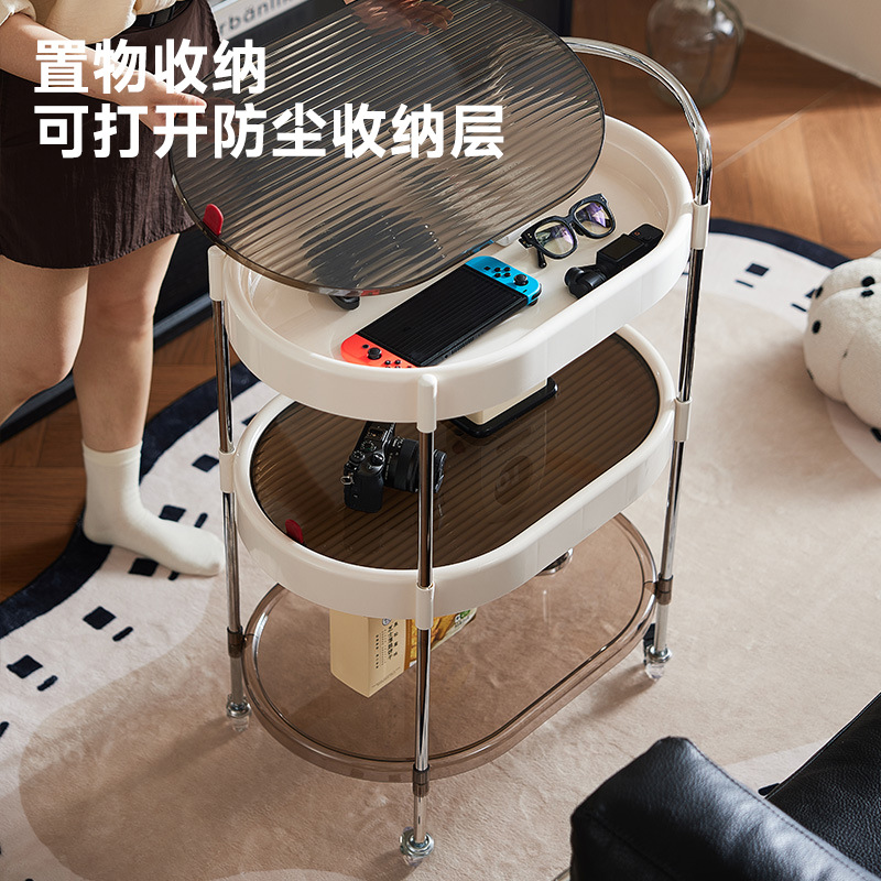 storage rack household light luxury movable multi-layer multifunctional living room round tea table bedside snack toy trolley
