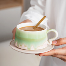 陶瓷咖啡杯配底座家用茶杯网红爆款高颜值奶茶杯子商务办公水杯女