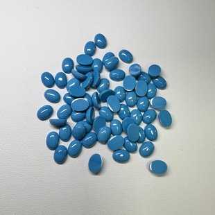 Factory spot wholesale 6 × 8 synthetic nano turquoise blue turquoise bare stone Oval flat plain ring turquoise