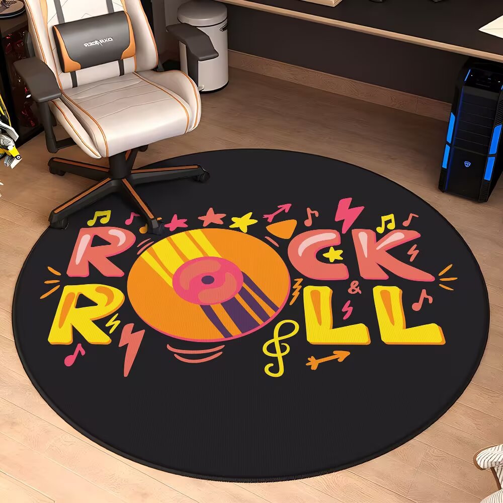 국경 간 전자 스포츠 라운드 카펫 침실 거실 더러운 저항 발 매트 컴퓨터 회전 의자 미끄럼 방지 록 음악 두꺼운 카펫