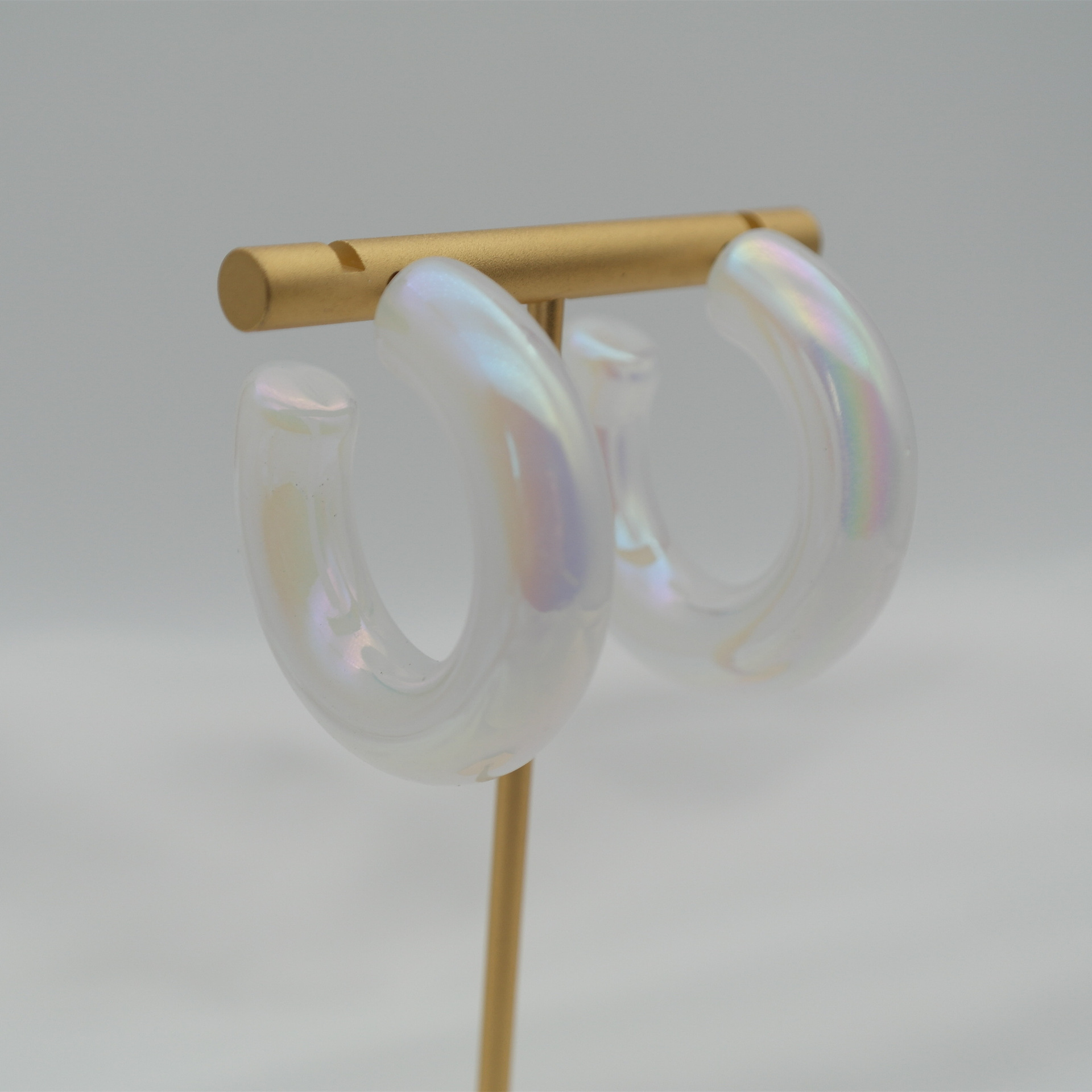 15g Weight Hoop Earrings Classification 1 Pair Elegant Sweet Solid Color Stoving Varnish Arylic Hoop Earrings