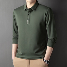 7色可选/男士休闲POLO衫长袖百搭春季上衣爸爸男装宽松打底衫纯色