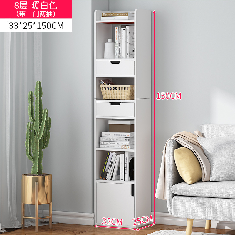 A prueba de polvo estantería pared hueco estrecho gabinete vertical hogar pequeña estantería con puerta gabinete de almacenamiento piso sala de estar vitrina