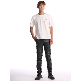 Cross-border foreign trade Men's imitation leather pants multi-pocket motorcycle running pants overalls large size