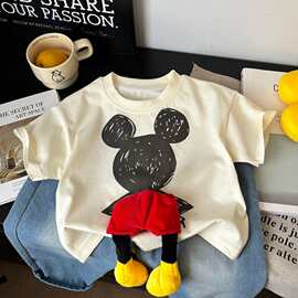 2026新款夏季米奇立体玩偶T恤甜美酷宝卡通印花韩版亲子款短袖