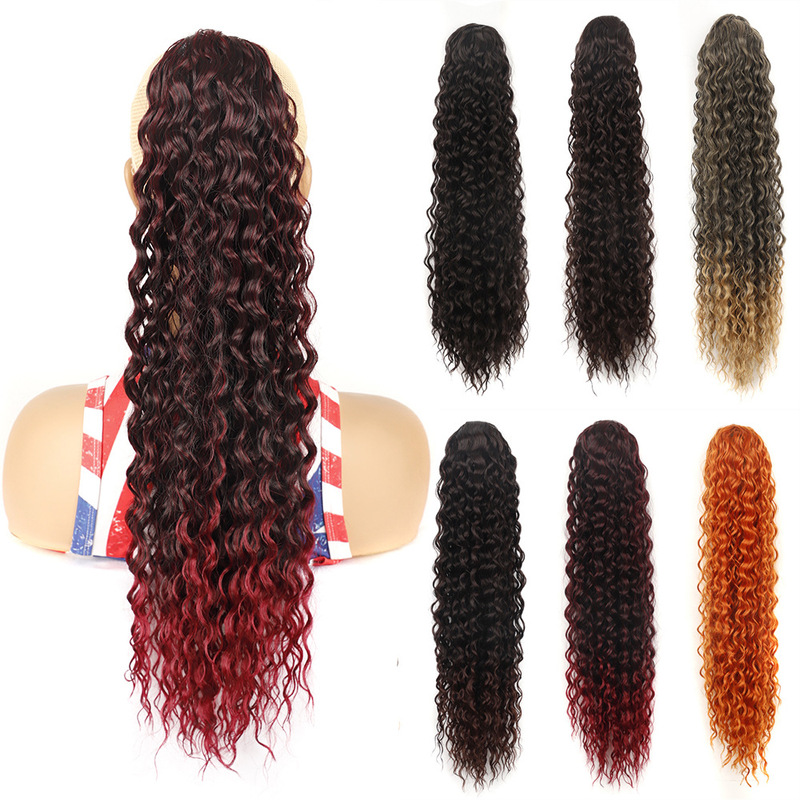 16"22"30" Extended Wig Female European and American Wig Ponytail Mesh Drawstring Deep Curly Hair