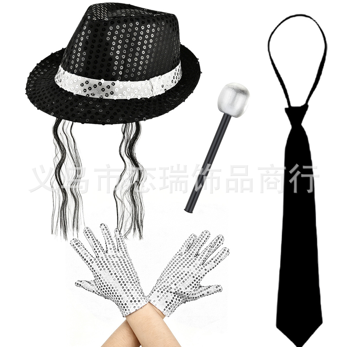 70s DISCO espectáculo accesorios esquinilla sombrero corbata guantes cinturón hombre conjunto Xiaoyin TEMU en stock