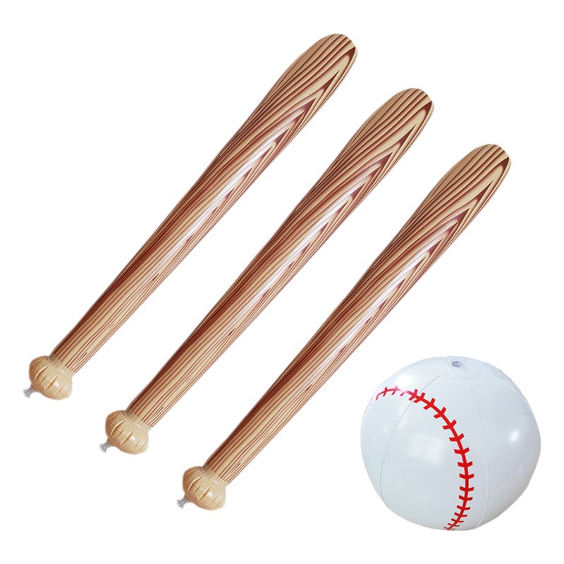 Bate de béisbol inflable, de PVC con grano de madera, juguete inflable, palo inflable para animación