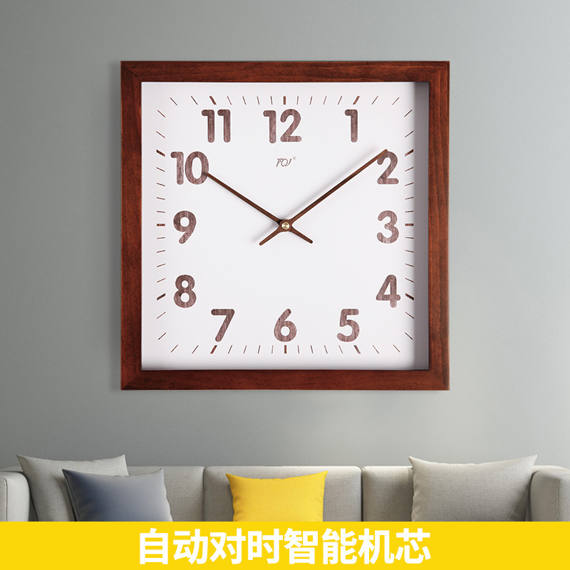 TQJ 無垢材シンプルなサイレント壁時計リビングルームスクエア多用途ファッション時計壁時計寝室ホームクォーツ時計|undefined