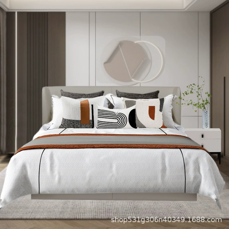 Modern design cloth, orange set, light luxury style, bedding, Chinese style
