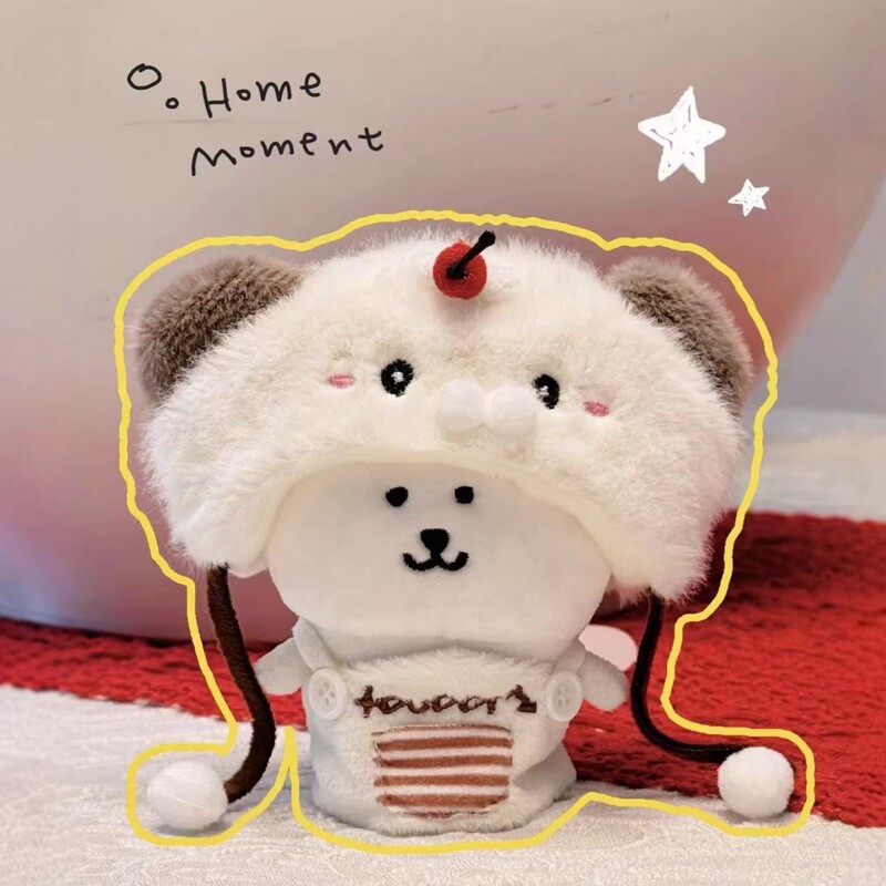 Cartoon Self-Deprecating Bear Doll Headgear 10cm Cute Doll Clothes Cotton Doll Clothing Replacement Set Plush Accessories Headwear