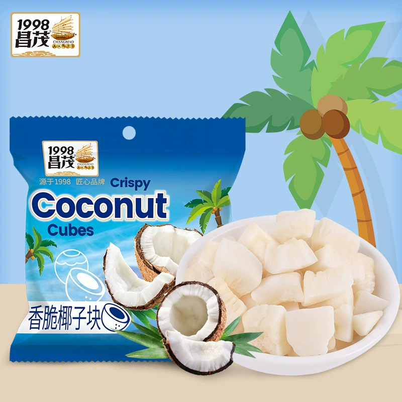 Хрустящие кокосовые кубики Changmao, 20 г — жареная хрустящая закуска, специалитет Хайнаня