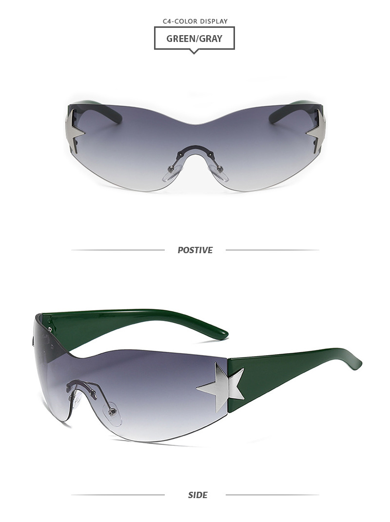 Women'S Gender Fashion Star PC UV400 Protection Special-Shaped Mirror Frameless Sports Sunglasses
