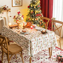 圣诞节印花桌布仿棉麻桌布节日氛围装饰客厅餐厅餐桌布厂家批发
