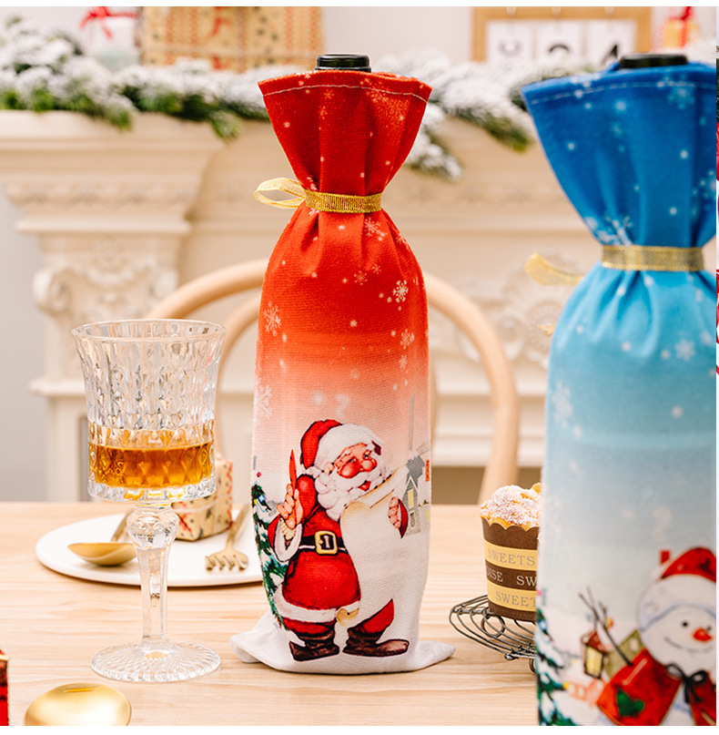 Christmas Festival Christmas Nordic Style Cute IG Style Santa Claus Elk Party Festival Bottle Cover