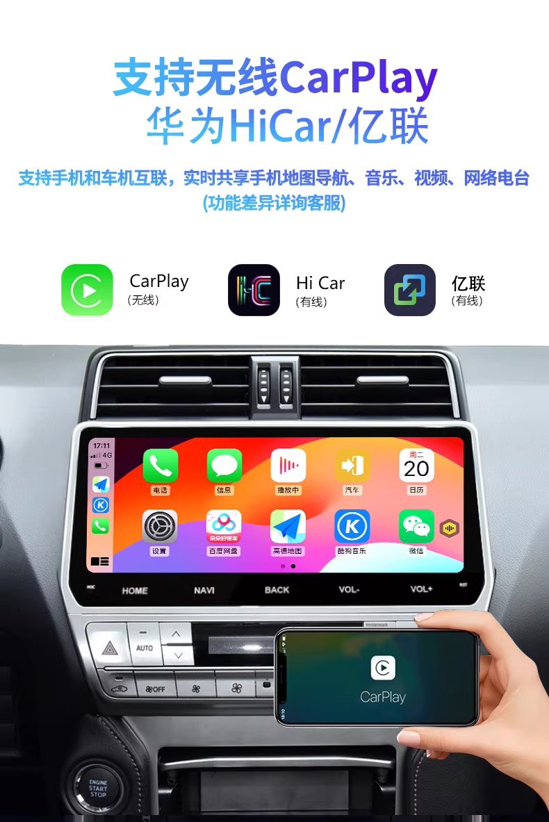 Toyota Prado 10-17 Models Old-To-New Large-Screen Navigation Upgrade Modification 360 Panoramic All-In-One System